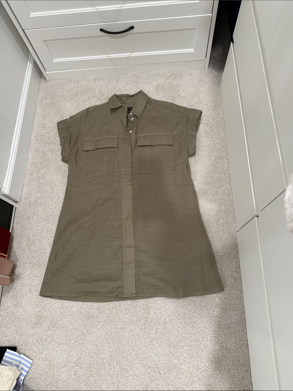 Banana Republic Olive Green Mini Shirt Dress